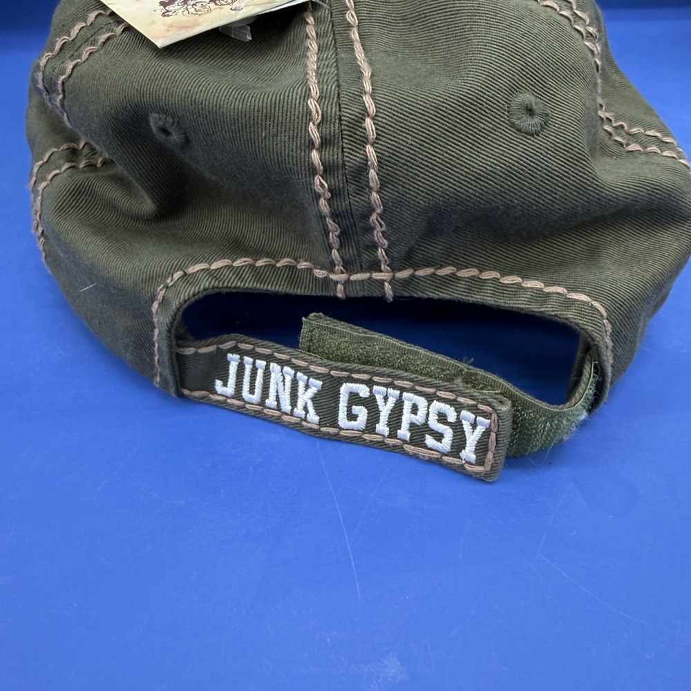 NWT Junk Gypsy Buckle Home Is Wherever I Roam Buffalo Distressed Hat Green JG015 - Picture 6 of 8